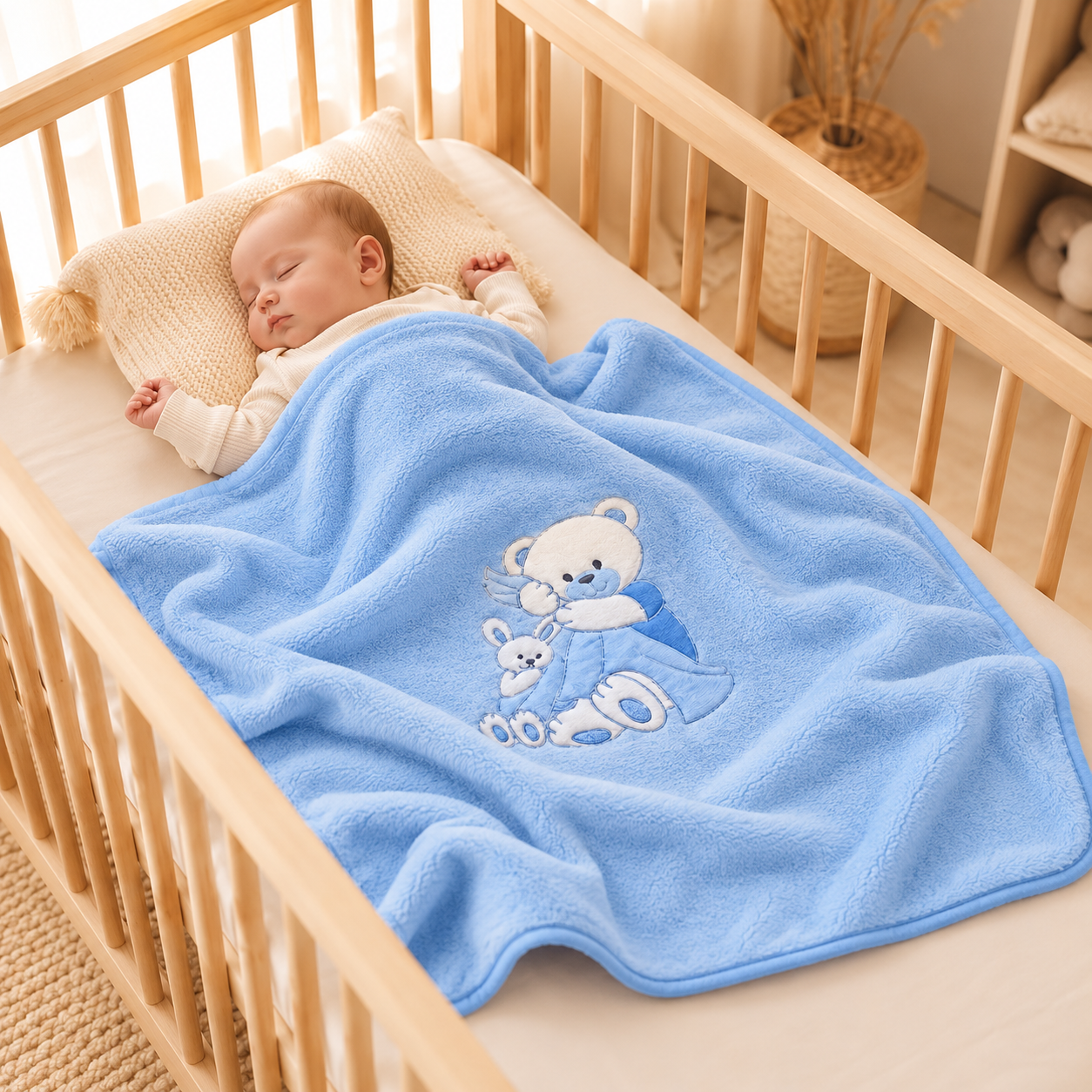Plain embroidered blanket