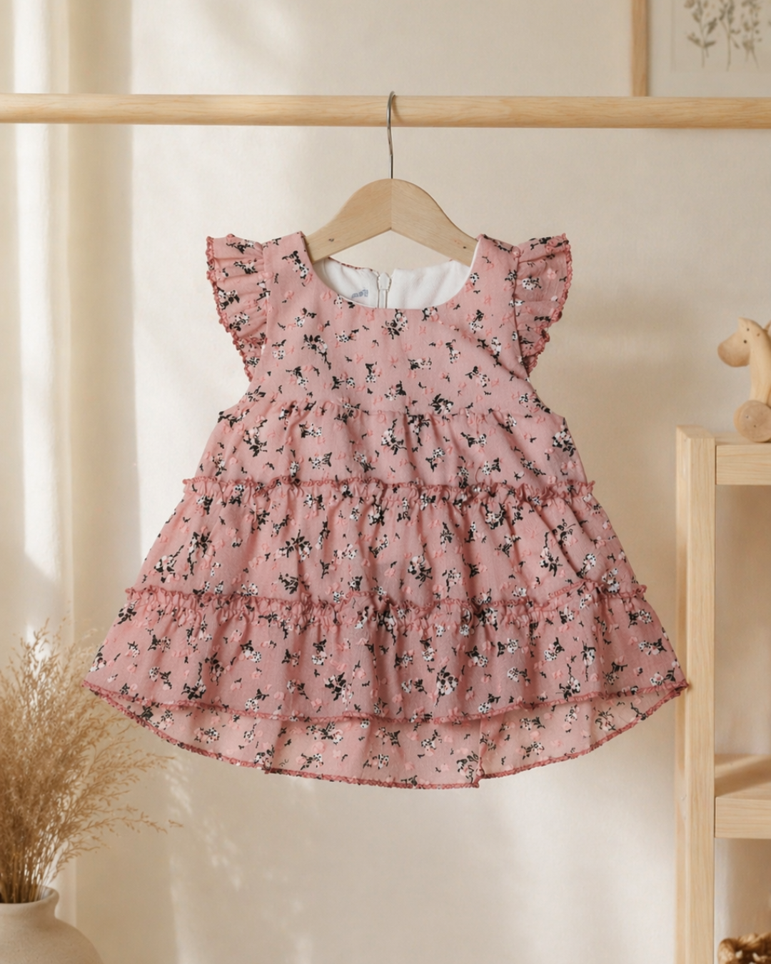 فستان بيبي بناتي شيفون بنقشة