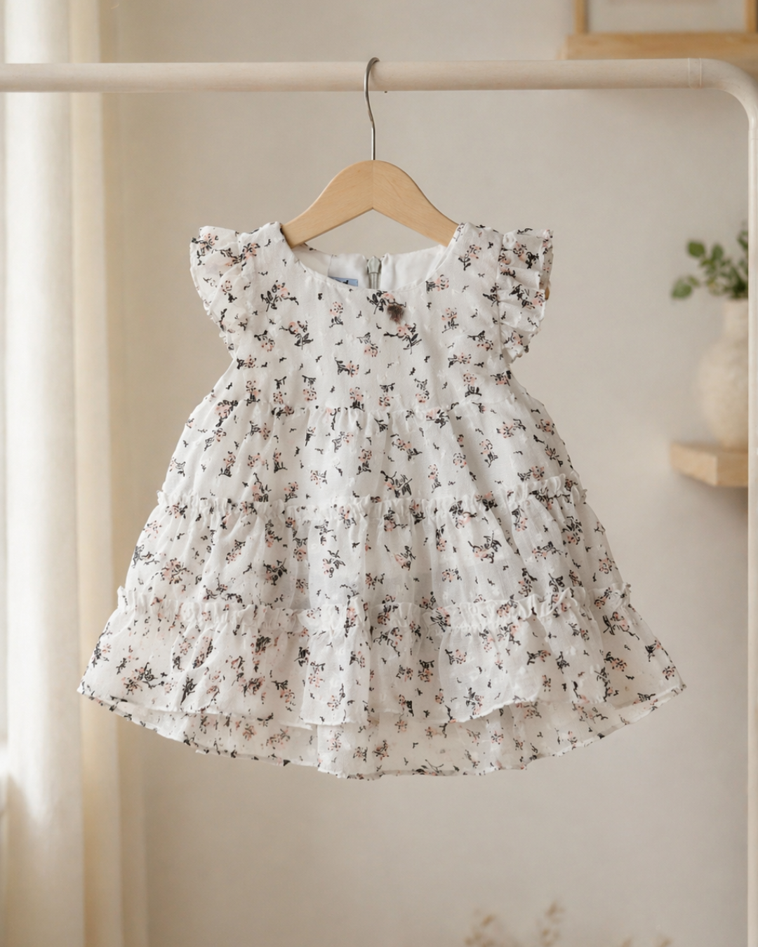 فستان بيبي بناتي شيفون بنقشة