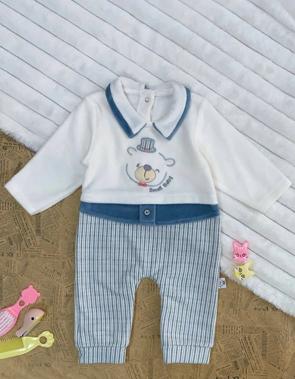 سالوبيت مواليد قطيفة - 3-6-months - ملابس رضع وحديثي الولادة سكلاموتا بيبي
