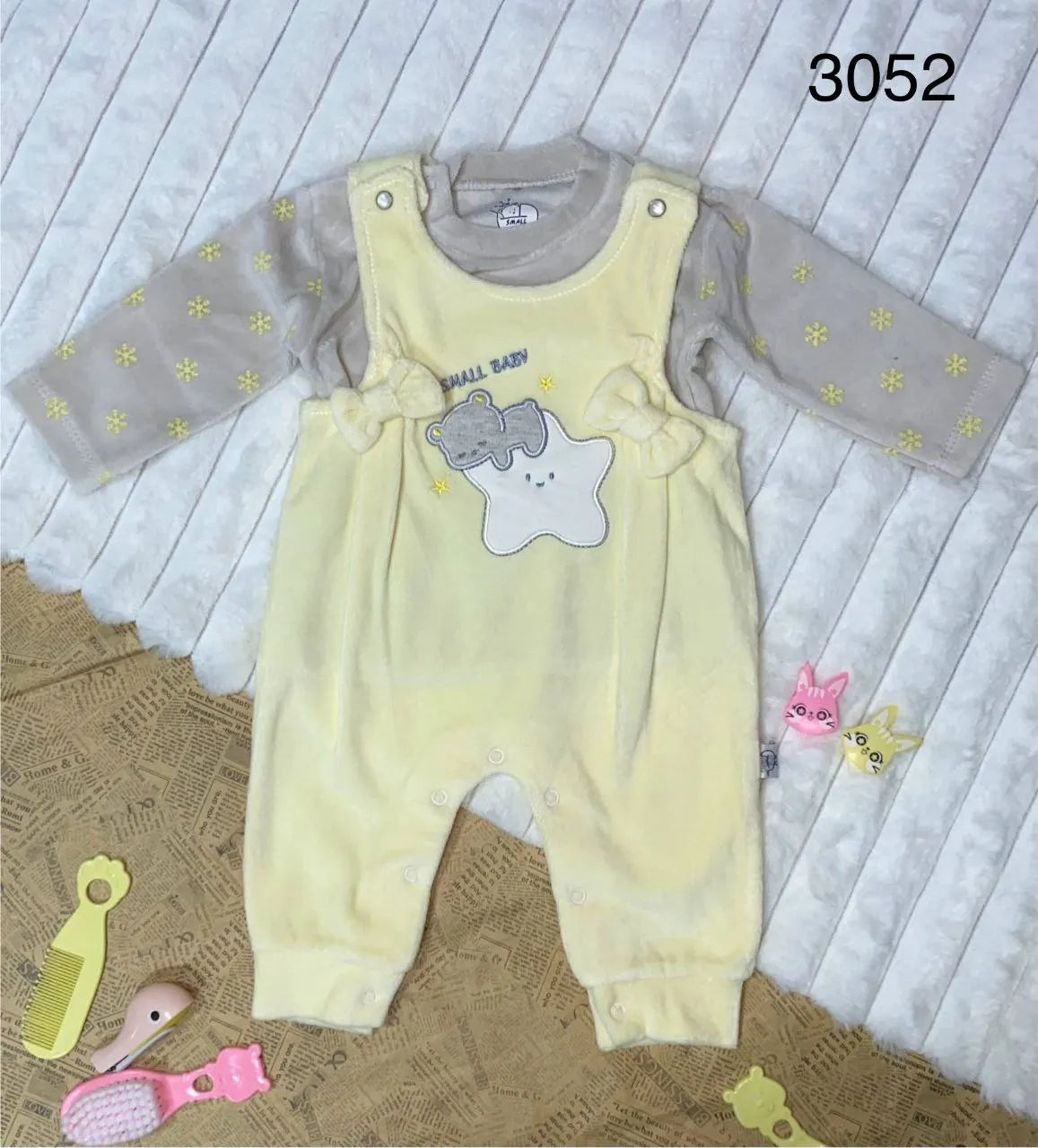 سالوبيت قطيفة قطعتين - yellow - ملابس رضع وحديثي الولادة سكلاموتا بيبي
